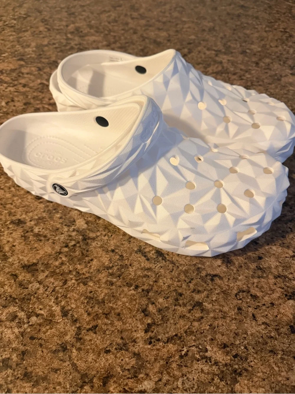 Crocs Classic Men’s Geometric White Slip-On Clogs!!(Men 13)